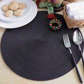 Foto do Jogo Americano Redondo Sousplat Impermeável Preto da Chame do Detalhe muito bonita